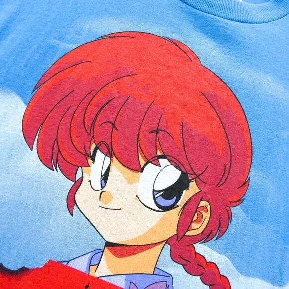 Vintage Ranma Shirt Mens Large 90s Anime Screen Stars Manga Tee Watermelon 1/2